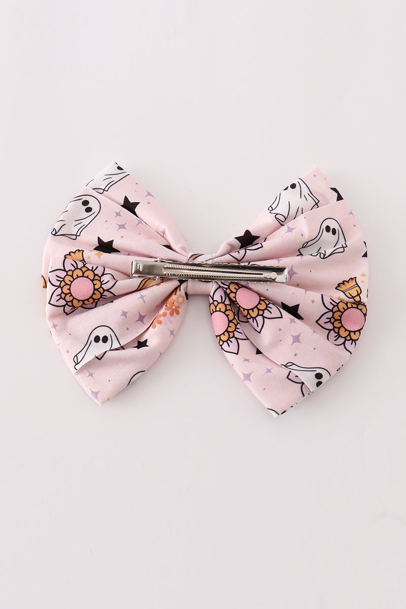 Pink halloween hair bow