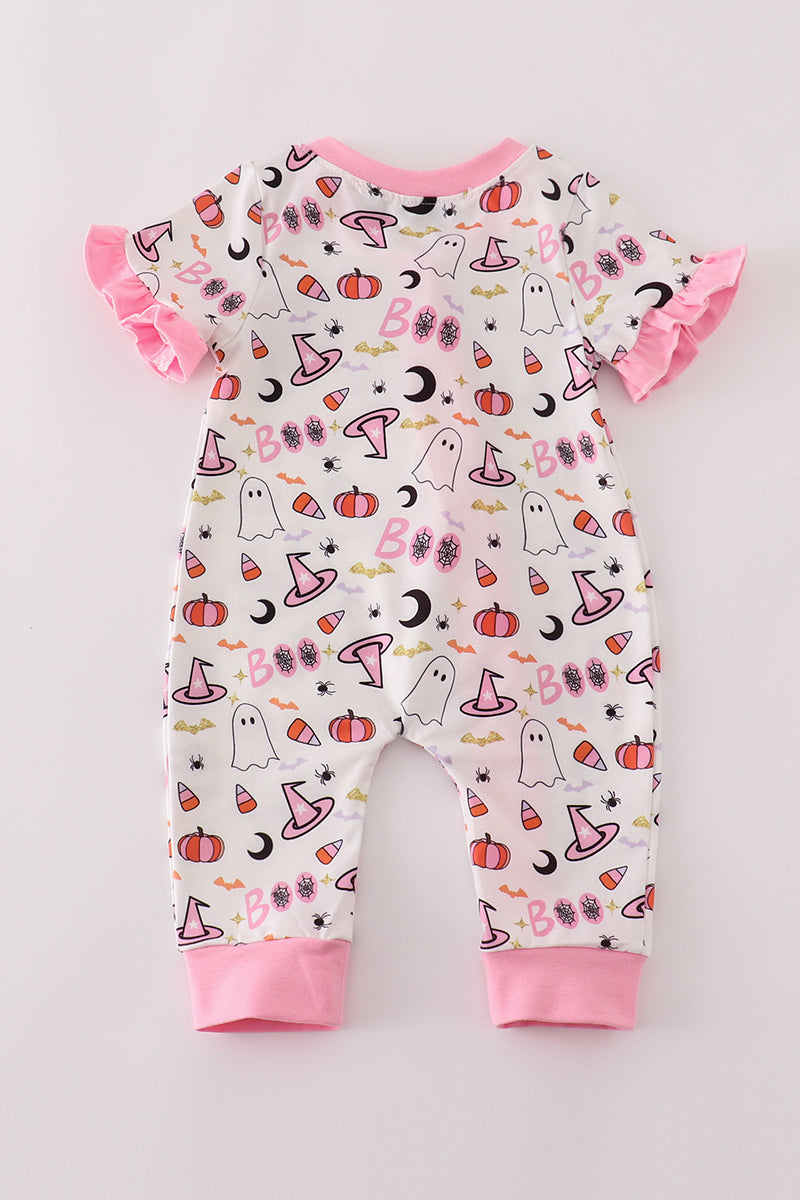 Pink halloween zip girl romper