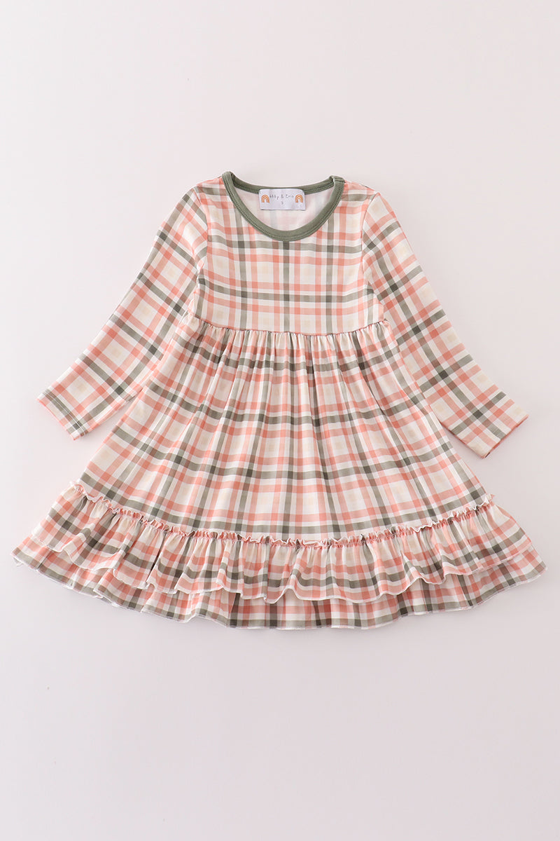 Green watercolor plaid mom&me dress