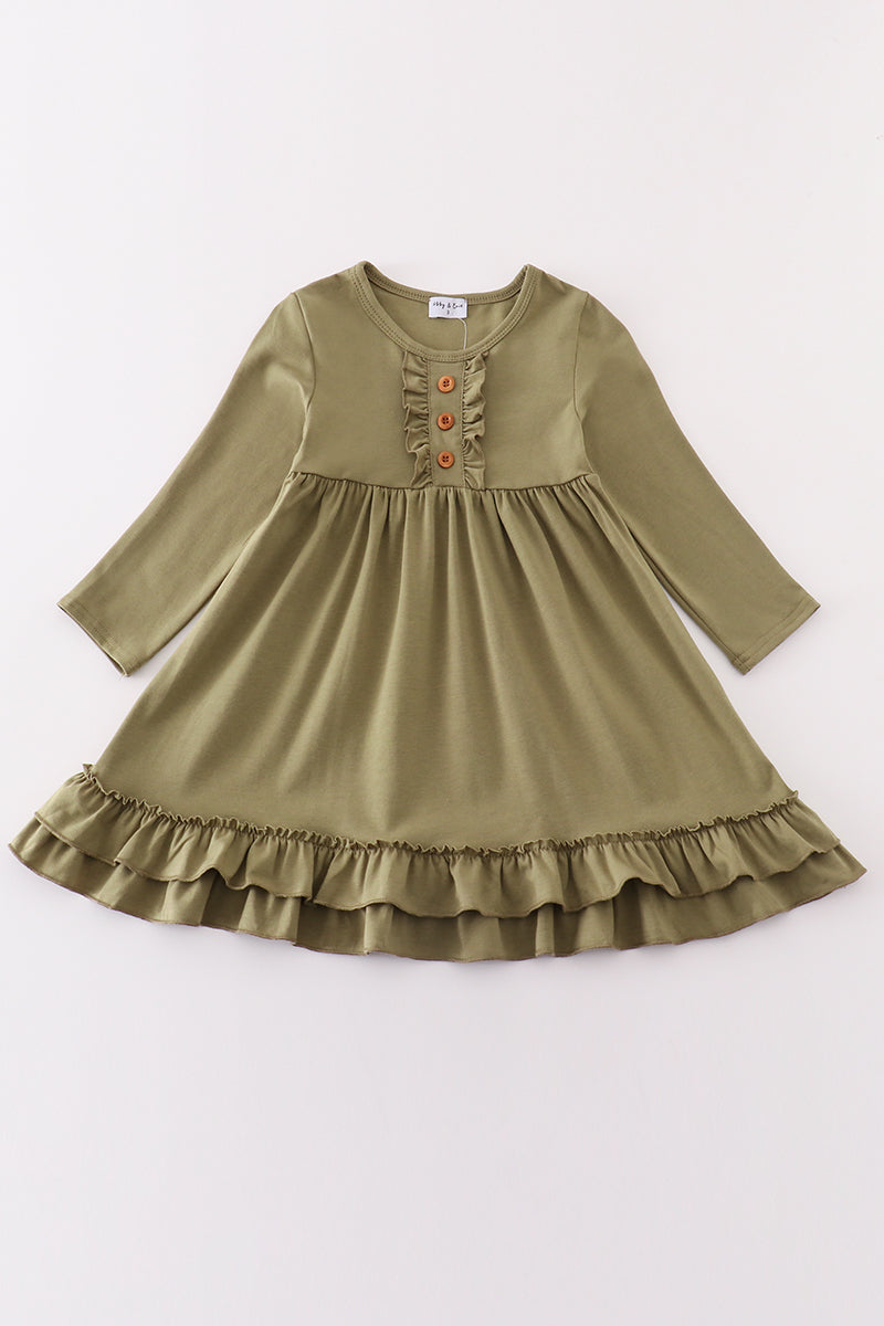 Sage ruffle girl dress