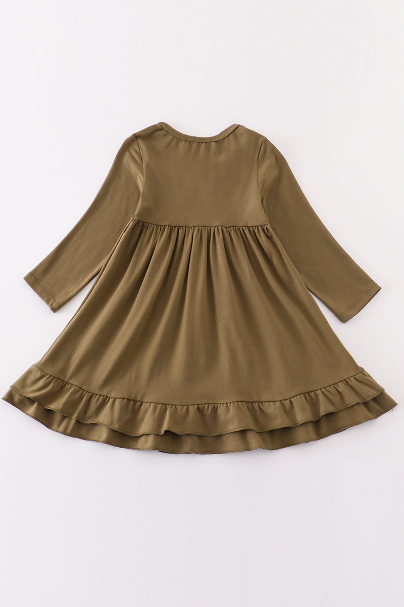 Forest ruffle girl dress