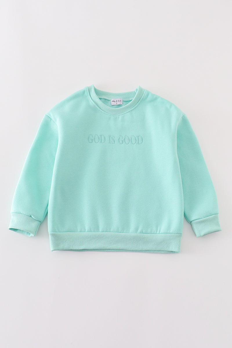 Blue god is good embroidery mom&me fleece sweatshirt