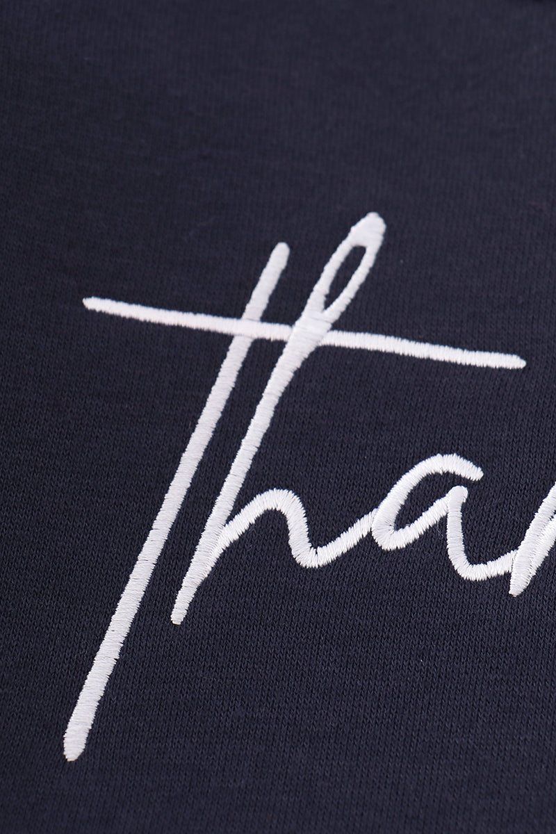 Navy thankful fleece mom&me sweatshirt