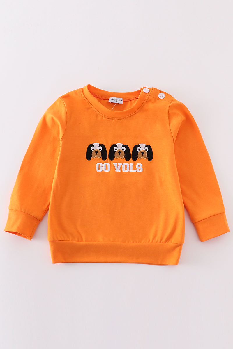 Orange go vols embroidery boy top