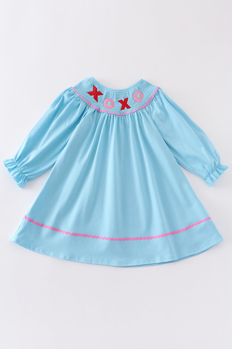 Blue valentine XOXO smocked girl dress