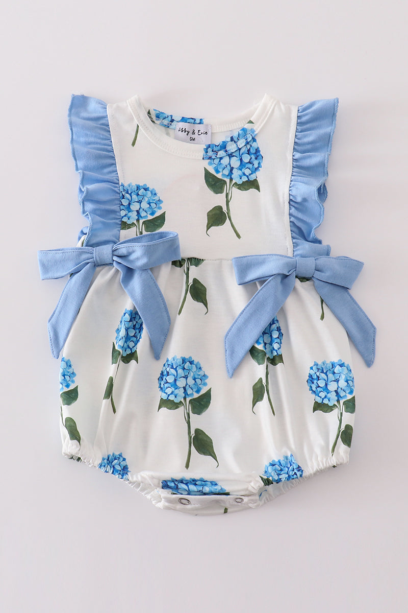 Blue hydrangea print girl bubble