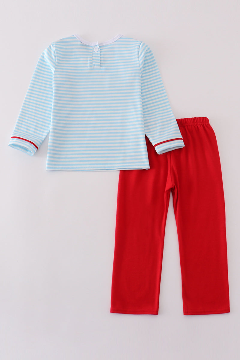 Valentine's day heart envelope embroidery stripe boy set