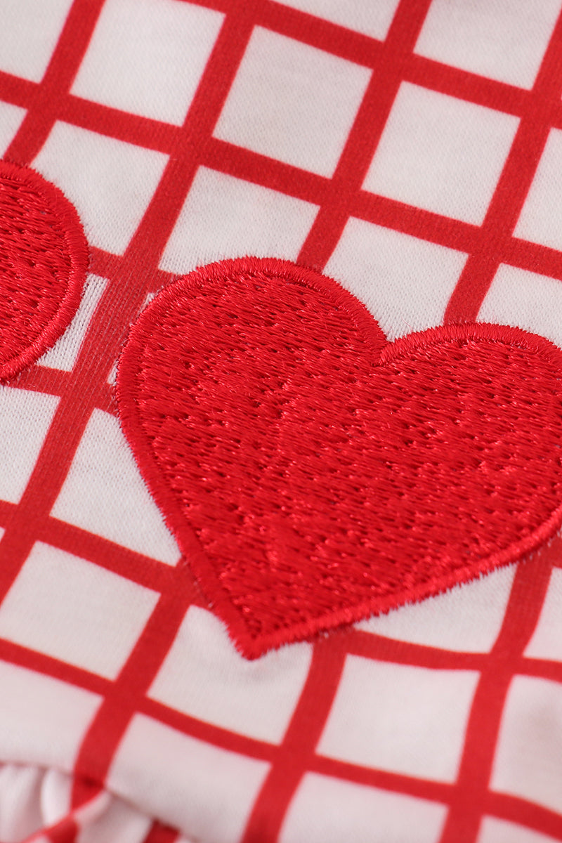 Red valentine's day heart embroidery girl set