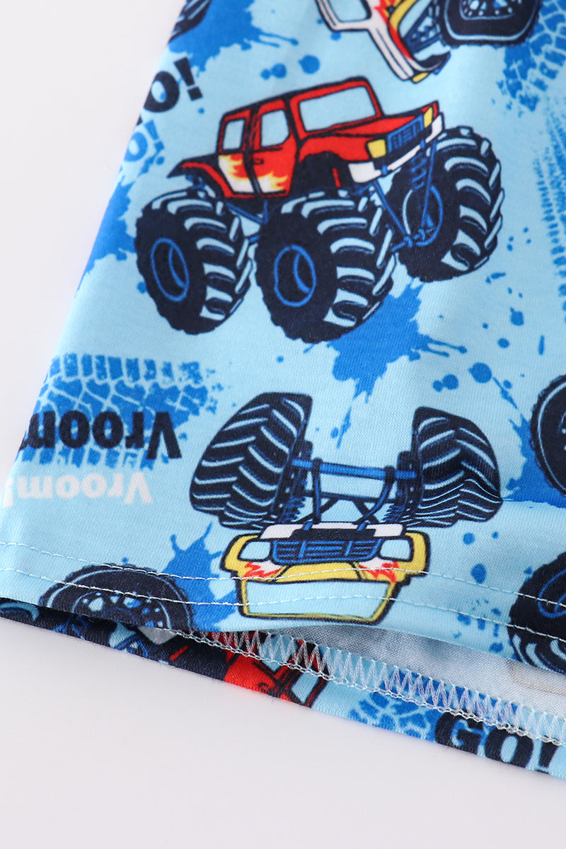 Monster truck print boy set