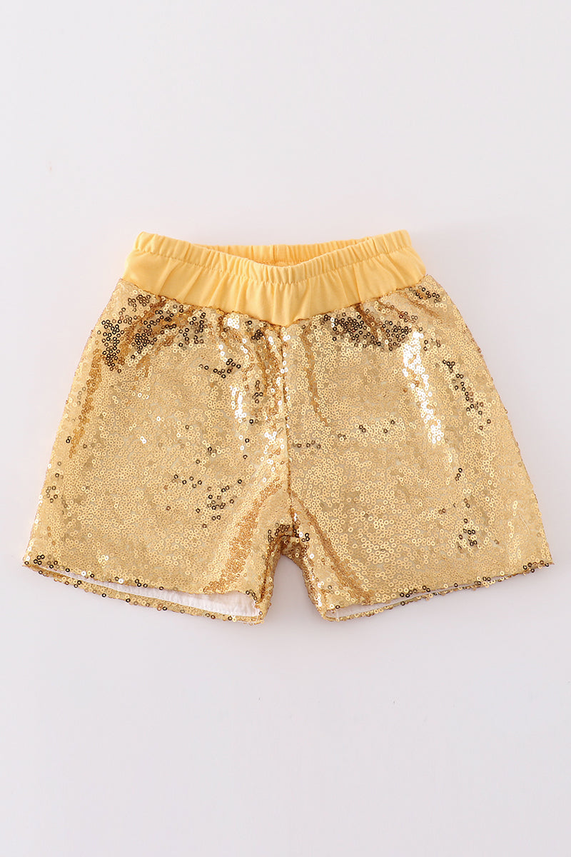 Golden sequin mardi gras girl skorts