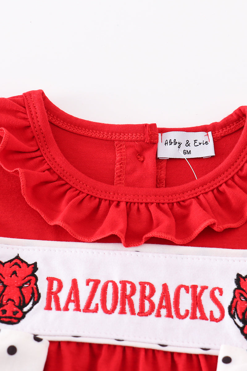 Red razorbacks embroidery girl bubble