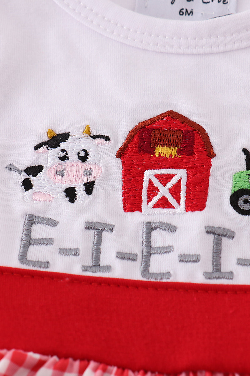 Red farm embroidery bubble