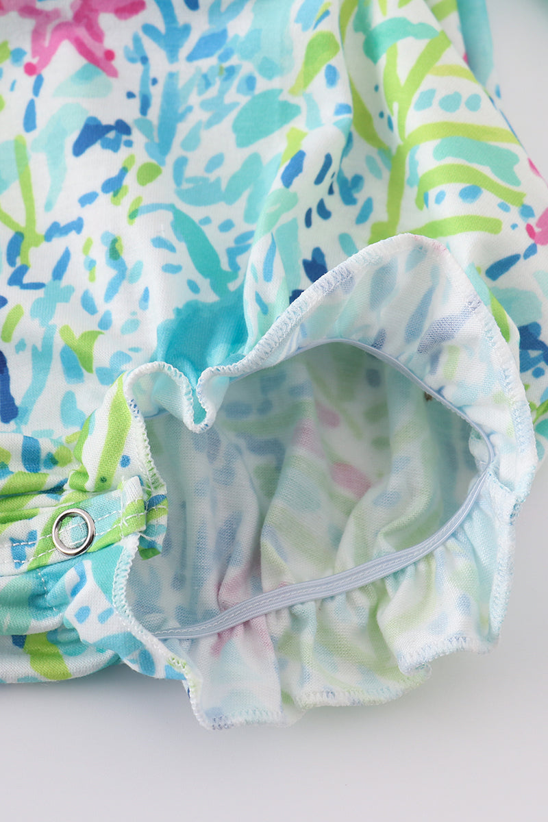 Ocean bloom print ruffle bubble