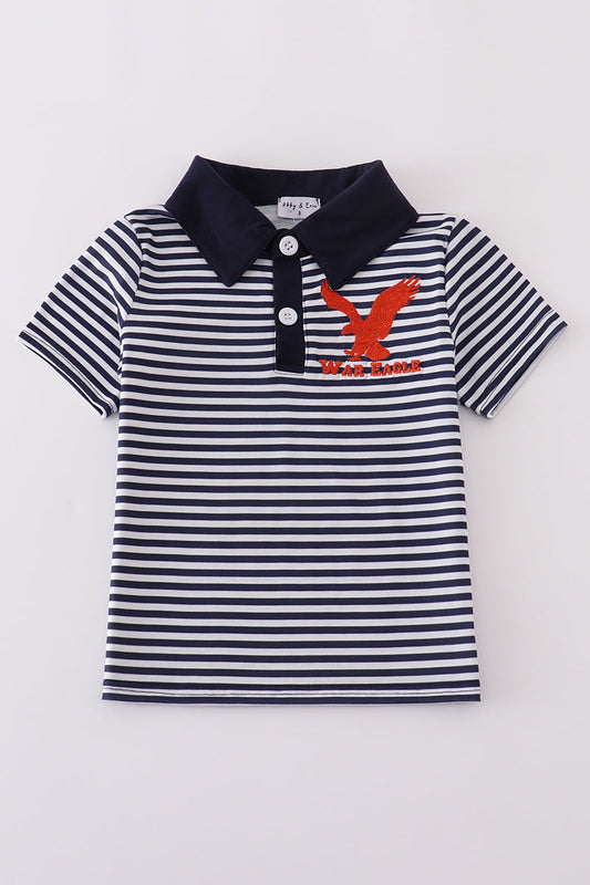 Navy Auburn war eagle embroidery button down shirt