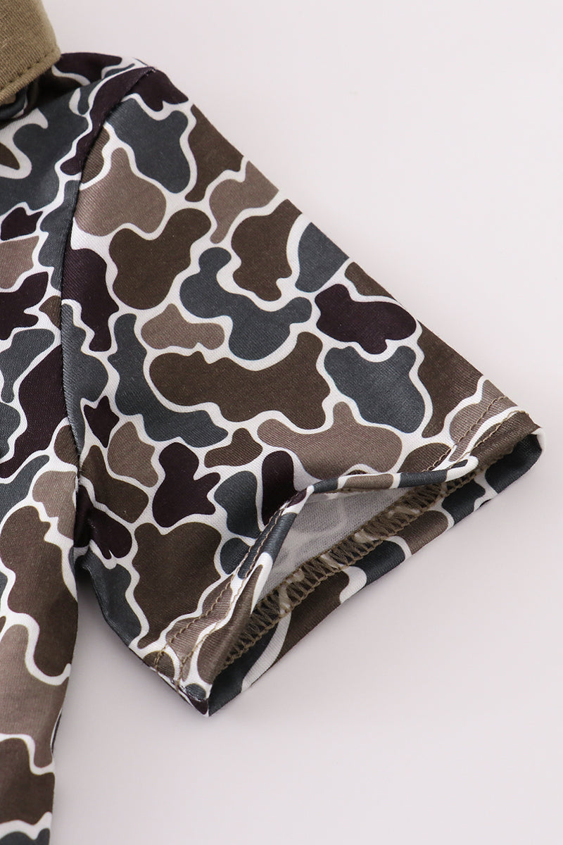 Camouflage duck embroidery button down shirt