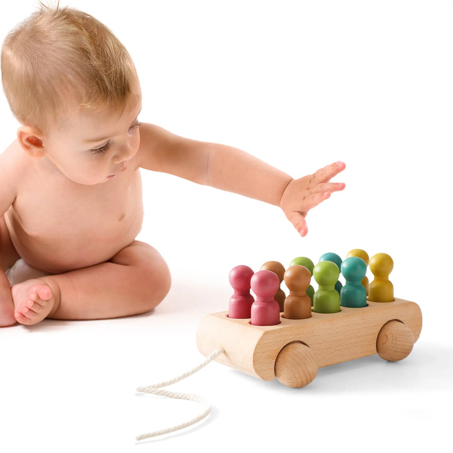 Wooden Dolls and Cart