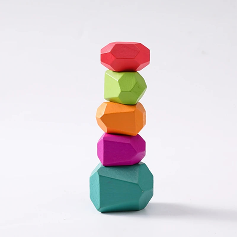 Wooden Rainbow Stones Building Blocks