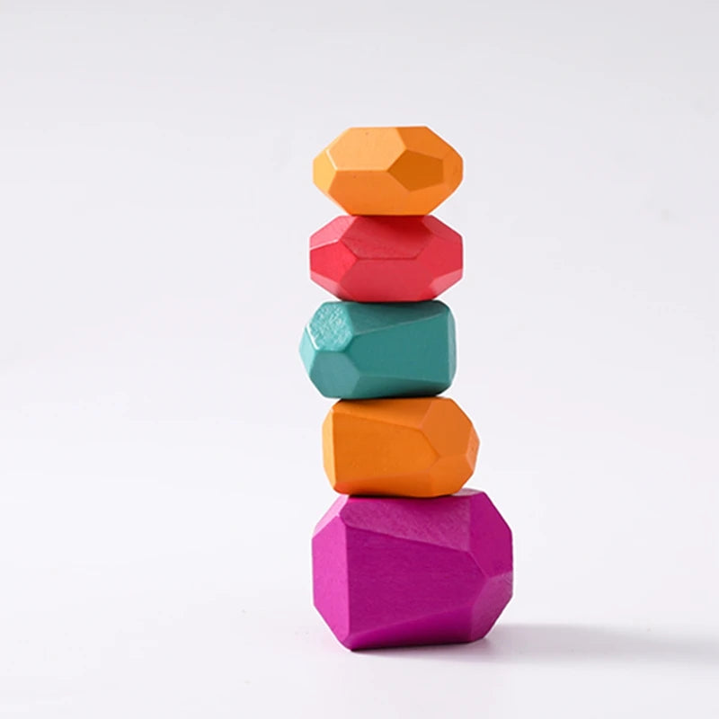 Wooden Rainbow Stones Building Blocks