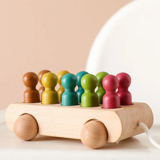 Wooden Dolls and Cart