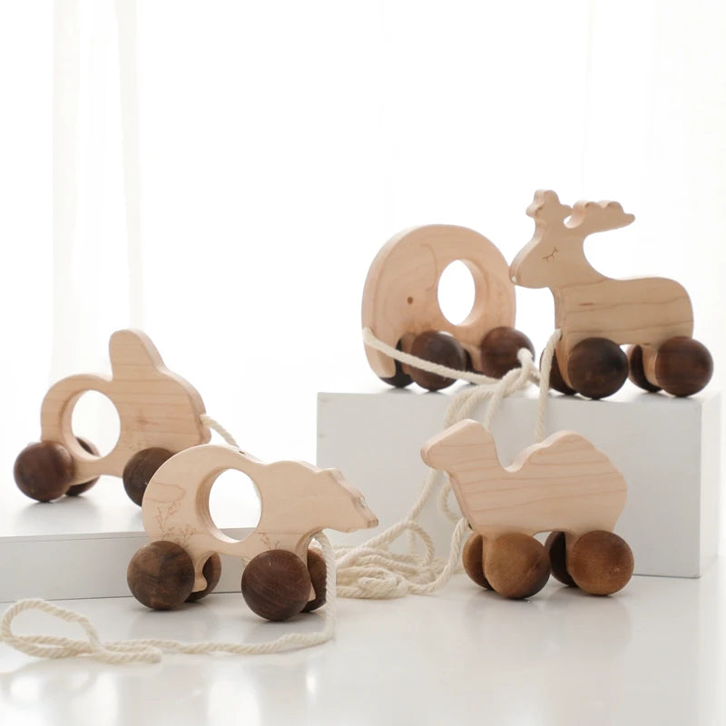 Wooden Pull-Rope Trolley Baby Toy